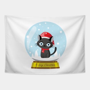 Merry Catmas Snow Glassball Tapestry