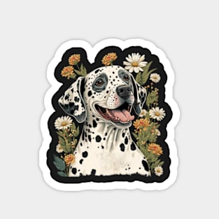 Dalmation Dog and Flowers Magnet