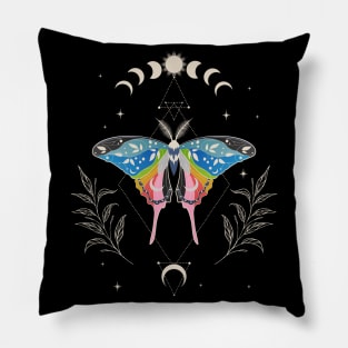 Queer Luna Moth Celestial Cottagecore LGBT Pride Flag Pillow