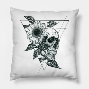 Sunflower Skull Pillow