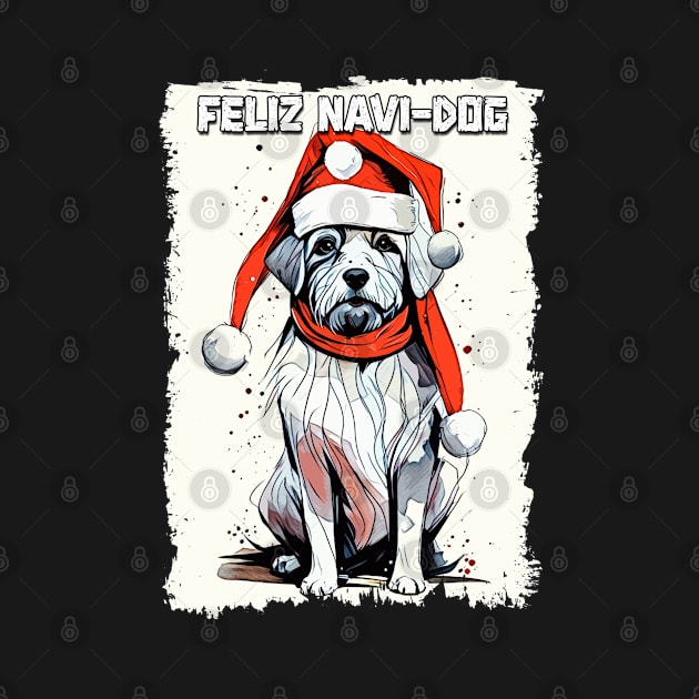 Funny Christmas Quote Cute Santa Claus Dog Illustration for Pet Lovers and Owners by Naumovski