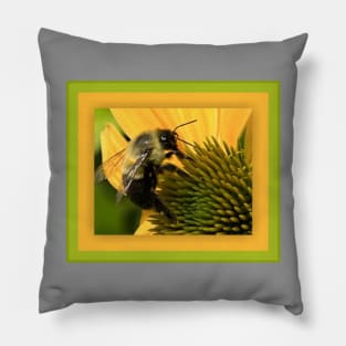 Bumble Bee on Yellow Flower Pillow