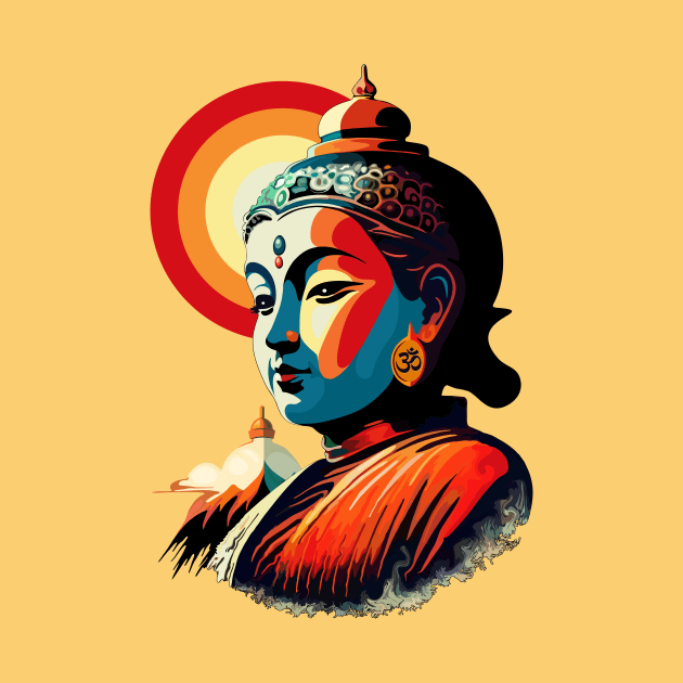 Buddha Lord in the Sun Retro Pop Art Style by BluedarkArt