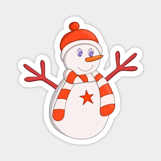 Cute Snowman Star Magnet