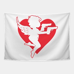 Valentine Cupid Pistols Lite Valentine's Day Gift Tapestry