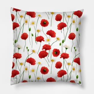 Poppies and daisies Pillow