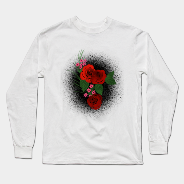 black long sleeve shirt with red roses