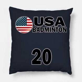 USA Badminton Number 20 T-shirt Design Pillow