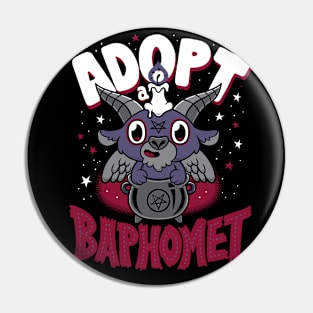 Adopt a Baphomet - Creepy Cute Cartoon - Kawaii Goth Pin