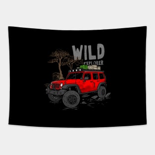 Wild Explorer Jeep - Adventure Red Jeep Wild Explore for Outdoor enthusiasts Tapestry