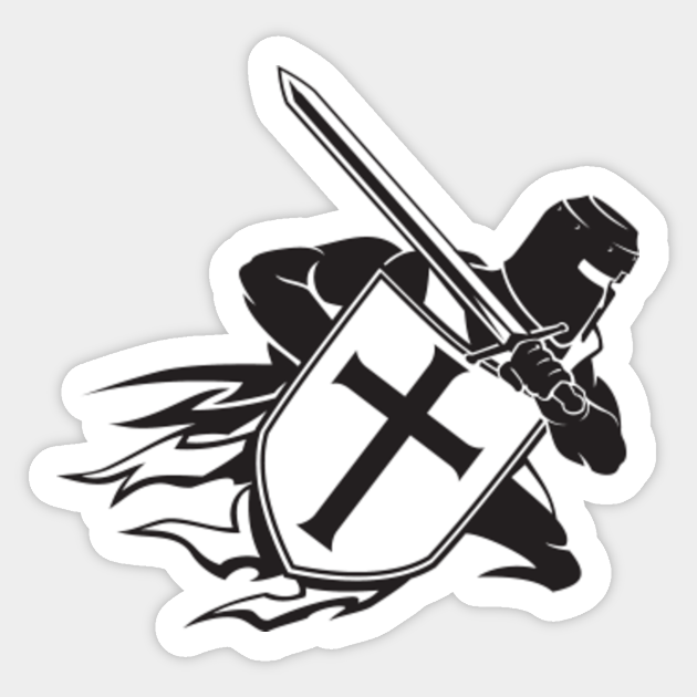 Crusader Warrior With Sword And Shield Crusader Sticker Teepublic Truly stunning in both design and craftsmanship, the crusader knights templar sword displays. crusader warrior with sword and shield