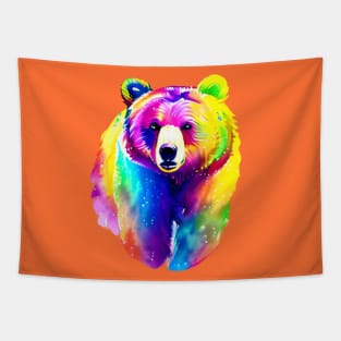 Momma bear with orange background Tapestry