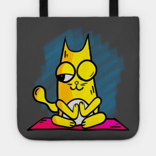 Yoga cat funny cartoon doodle Tote