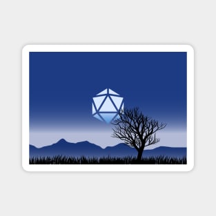 Dead Tree Halloween D20 Dice Moon RPG Night Roleplaying Landscapes Magnet