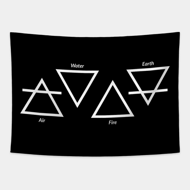 Air Fire Water Earth Four Elements Greek Triangle Symbols Tapestry by teeleoshirts