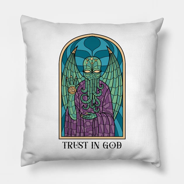 In Cthulhu We Trust: Embrace the Abyss Pillow by Holymayo Tee