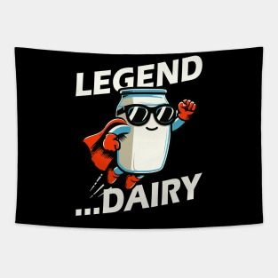 Legend Dairy Funny Milk Pun Superhero Tapestry