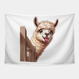 Cute Sneaky Llama Tapestry