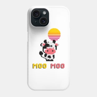 8 bit pixel of cow animal Phone Case