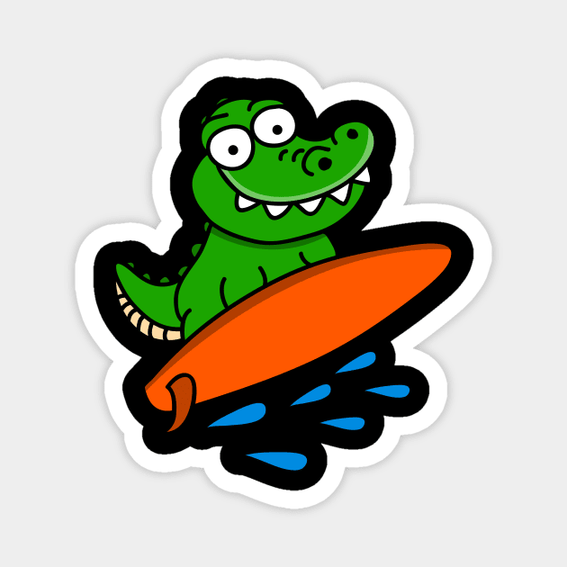 Surfing Crocodile Magnet by Dominic Becker