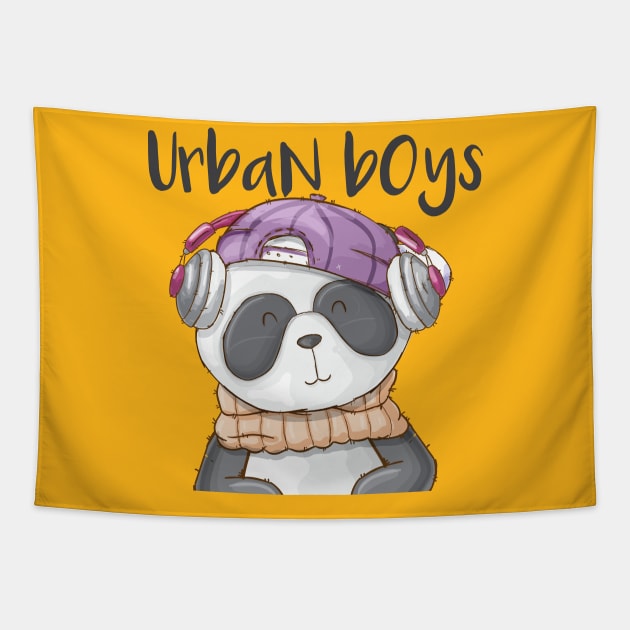 Panda Urban Boys Tapestry by Mako Design 