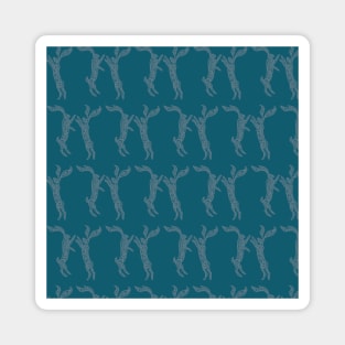 Boxing Hares - Deep Teal Magnet