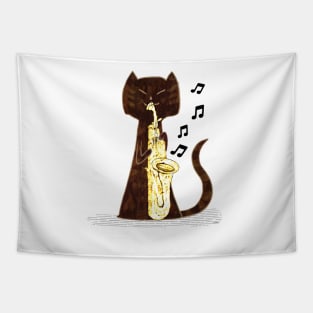 Cool Sax Cat Tapestry