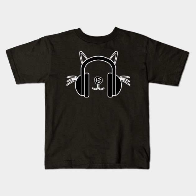 Cat Headphones Logo By Basement Mastermind Cats Kids T Shirt