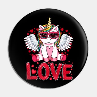 Cute Unicorn Love Heart Valentines Day Girls Kids Pin