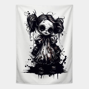 Spooky haunted ink doll Tapestry