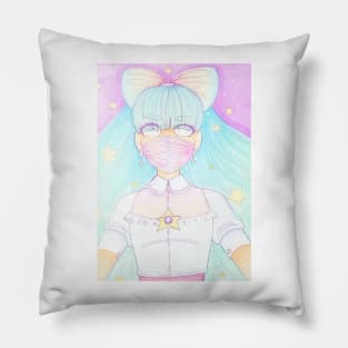 Pastel Girl and Stars Pillow