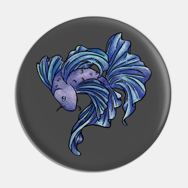 Blue Fish Pin by Small Potatoes Illustration