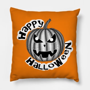 Happy Halloween Pumpkin shirt, Trick or Treat top, Halloween top, Black and white design, Halloween art, Fun Halloween shirt, Custom top Pillow