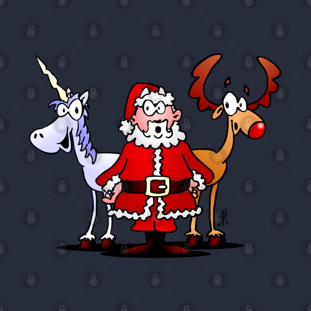 Santa, reindeer and a unicorn by Cardvibes