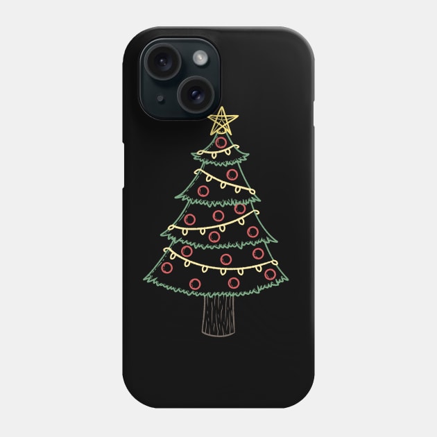 Christmas Tree Colored lineart version Phone Case by KammyBale