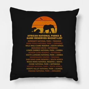 African Safari Bucket List Sunset Lion Elephant Serengeti Pillow