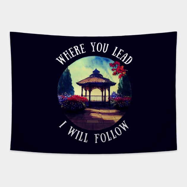 Gazebo at Town Square - Spring - Where You Lead I Will Follow - Gilmore Tapestry by Fenay-Designs