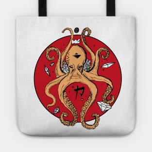 Red and Cream Crown Octopus Tote