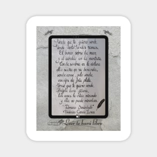 Reading will set you free. Lorca's poems on your tablet. Magnet