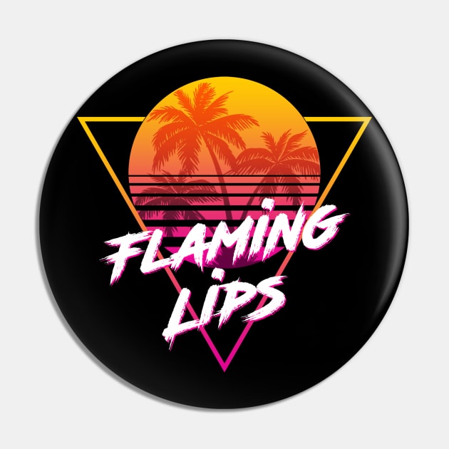 Flaming Lips - Proud Name Retro 80s Sunset Aesthetic Design Pin by DorothyMayerz Base