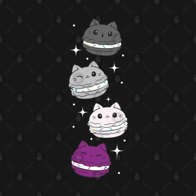 Subtle Asexual Pride Flag Cute Cat Kawaii Macaron by Graphic Monster