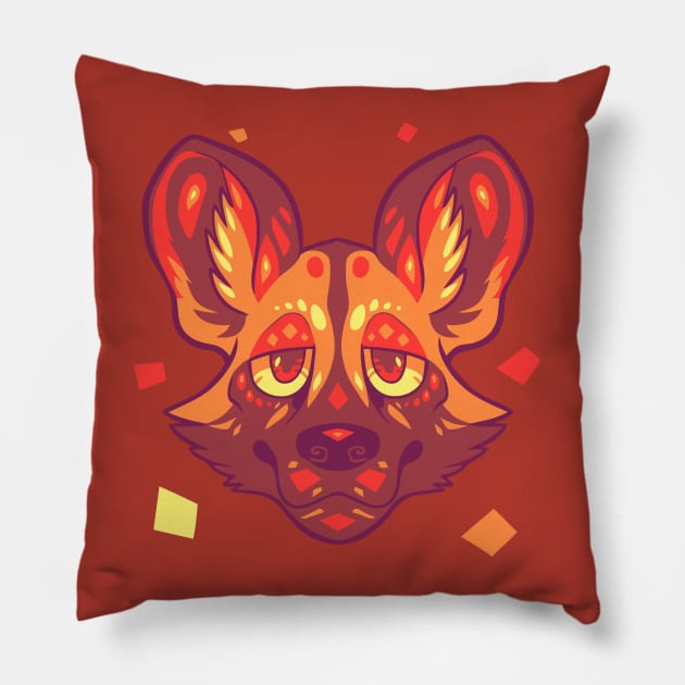 African wild doggo Pillow by Psychonautic