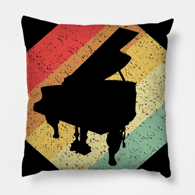 Retro Vintage 80s Piano Gift For Pianists Pillow by OceanRadar