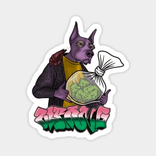 Crazy Dog with Big Bag Magnet