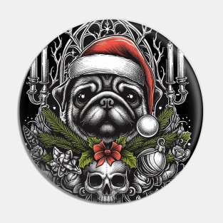 Gothic Pug Christmas Pin