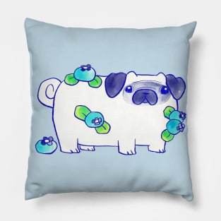 Blueberry Pug Watercolor Pillow