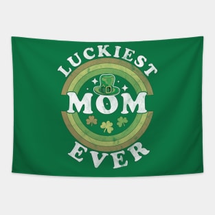 Luckiest Mom Ever Matching St Patty's Day Retro Vintage Tapestry