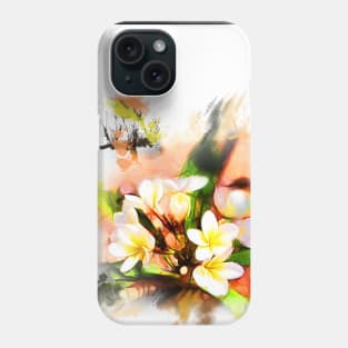 Beautiful tropical flowers on white Phone Case