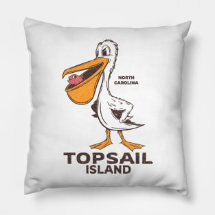 Topsail Island, NC Summertime Vacationing Pelican & Fish Pillow