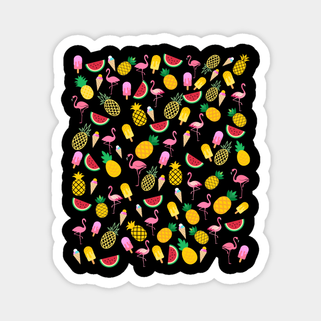 Pineapple and Flamingo Face Mask. Magnet by DakhaShop